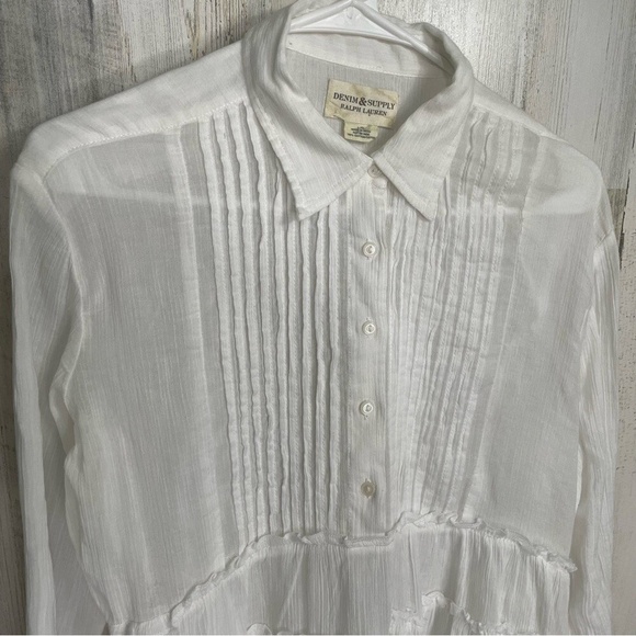 Ralph Lauren Denim & Supply Tunic Mini Dress White Button Front size L NWT - Picture 3 of 8